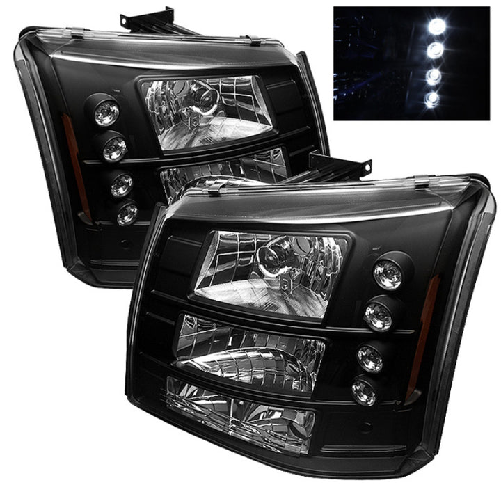 Spyder Chevy Silverado 1500/2500 03-06 Bumper Lights Crystal Headlights Blk HD-YD-CS03-1PC-AM-BK - Bull Strap