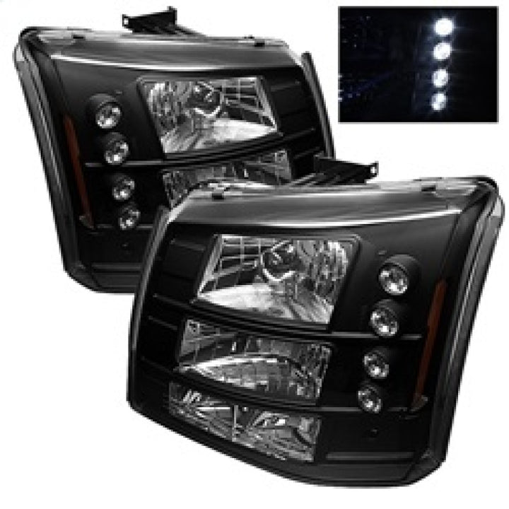 Spyder Chevy Silverado 1500/2500 03-06 Bumper Lights Crystal Headlights Blk HD-YD-CS03-1PC-AM-BK - Bull Strap