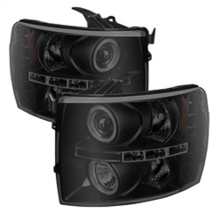 Spyder Chevy Silverado 1500/2500 07-13 Projector Headlights LED Halo LED Blk Smke PRO-YD-CS07-HL-BSM - Bull Strap