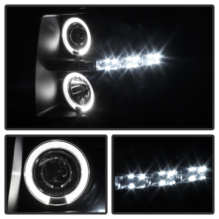 Spyder Chevy Silverado 1500/2500 07-13 Projector Headlights LED Halo LED Blk Smke PRO-YD-CS07-HL-BSM - Bull Strap