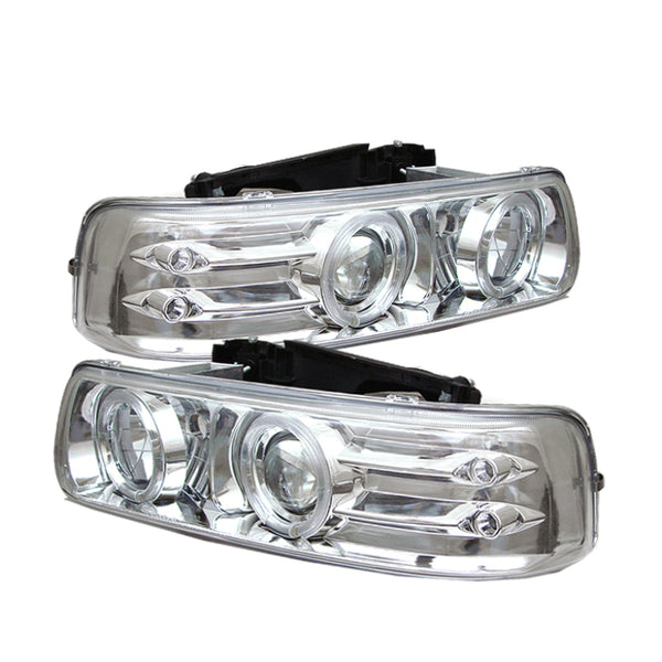 Spyder Chevy Silverado 1500/2500 99-02Projector Headlights LED Halo LED Chrome PRO-YD-CS99-HL-C - Bull Strap