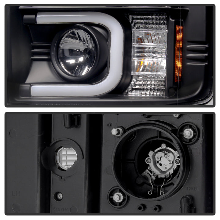 Spyder Chevy Silverado 2014-16 2500 HD Projector Headlights Light Bar DRL Blk PRO-YD-CSHD14-LBDRL-BK - Bull Strap