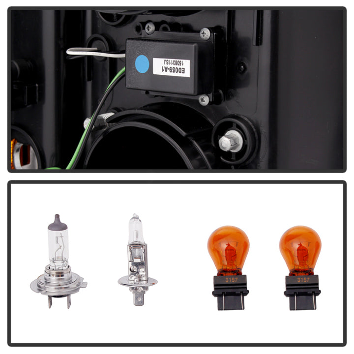 Spyder Chevy Silverado 2014-16 2500 HD Projector Headlights Light Bar DRL Blk PRO-YD-CSHD14-LBDRL-BK - Bull Strap