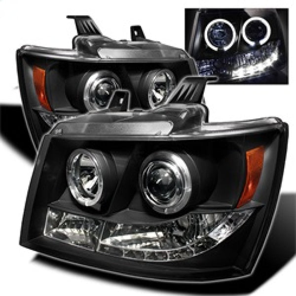 Spyder Chevy Suburban 1500 07-14 Projector Headlights LED Halo LED Blk PRO-YD-CSUB07-HL-BK - Bull Strap