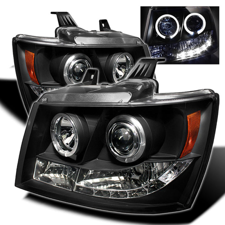 Spyder Chevy Suburban 1500 07-14 Projector Headlights LED Halo LED Blk PRO-YD-CSUB07-HL-BK - Bull Strap