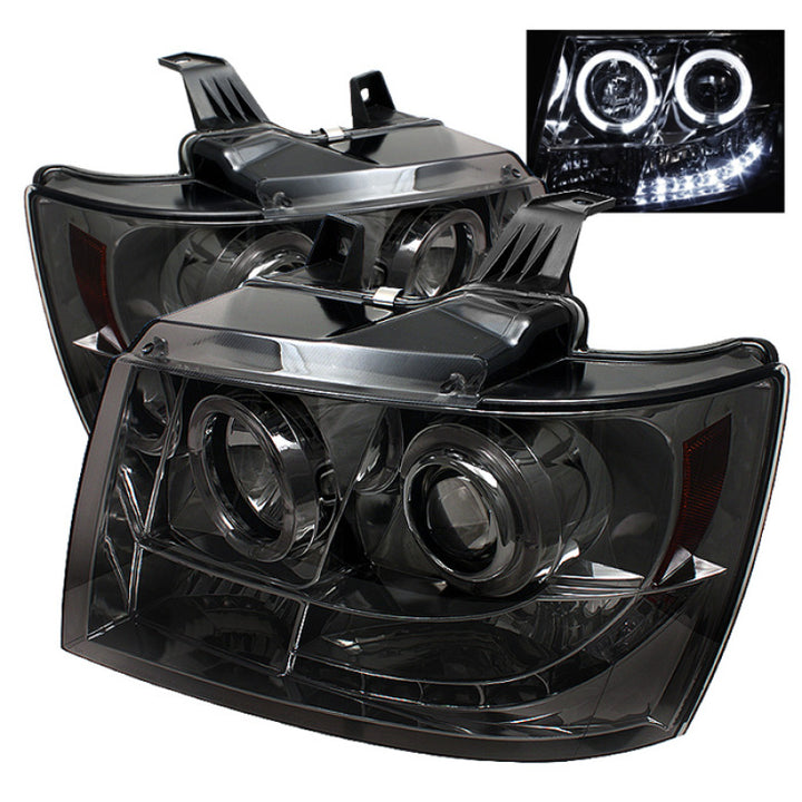 Spyder Chevy Suburban 1500 07-14 Projector Headlights LED Halo LED Smke PRO-YD-CSUB07-HL-SM - Bull Strap