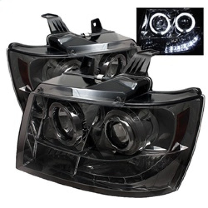 Spyder Chevy Suburban 1500 07-14 Projector Headlights LED Halo LED Smke PRO-YD-CSUB07-HL-SM - Bull Strap