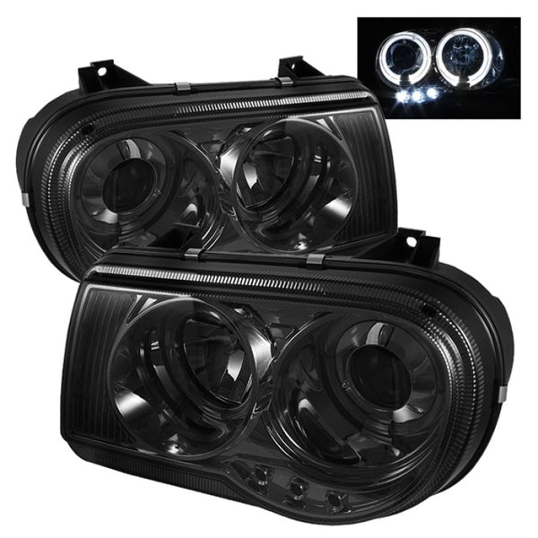 Spyder Chrysler 300C 05-10 Projector Headlights LED Halo LED Smke (Not Included) PRO-YD-C300C-HL-SM - Bull Strap