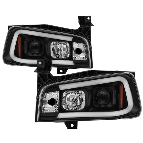 Spyder Dodge Charger 06-10 Projector Headlights - LED Light Bar - Black PRO-YD-DCH05V2-LB-BK - Bull Strap