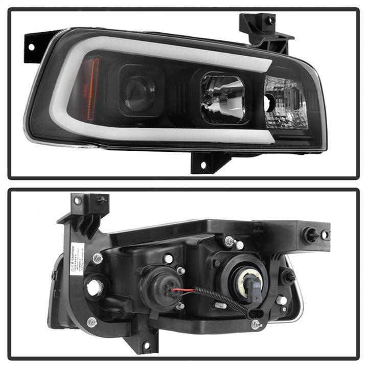 Spyder Dodge Charger 06-10 Projector Headlights - LED Light Bar - Black PRO-YD-DCH05V2-LB-BK - Bull Strap