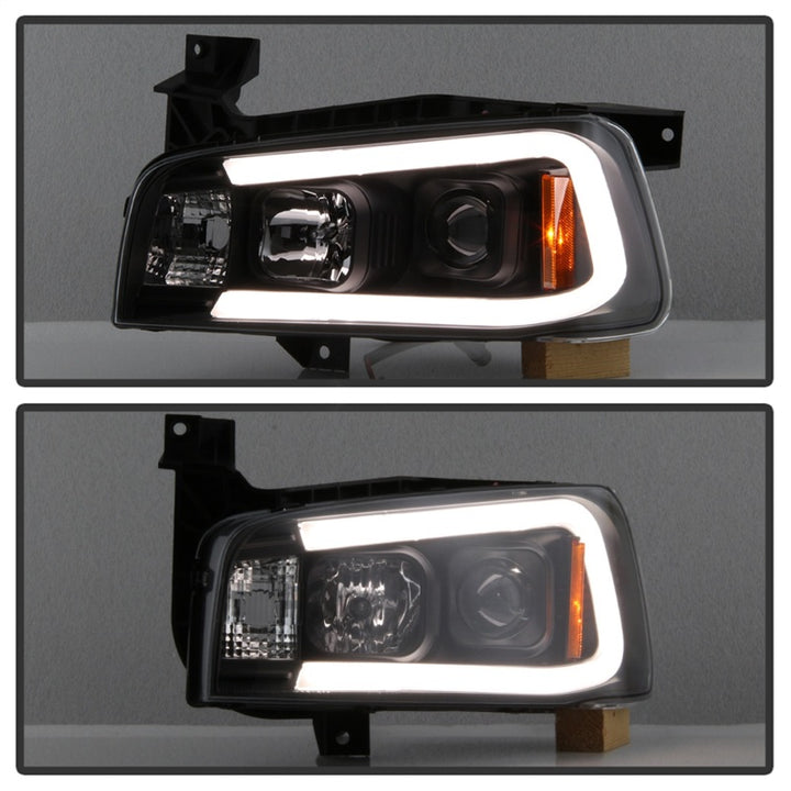 Spyder Dodge Charger 06-10 Projector Headlights - LED Light Bar - Black PRO-YD-DCH05V2-LB-BK - Bull Strap