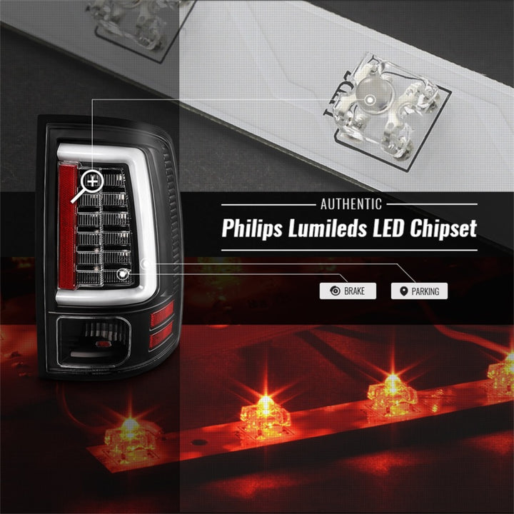Spyder Dodge Ram 09-18 LED Tail Lights - All Black ALT-YD-DRAM09V2-LED-BKV2 (Incandescent Only) - Bull Strap