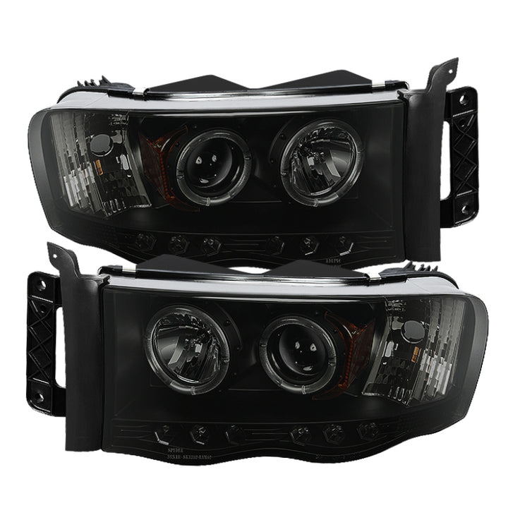 Spyder Dodge Ram 1500 02-05 03-05 Projector Headlights LED Halo LED Blk Smke PRO-YD-DR02-HL-BSM - Bull Strap