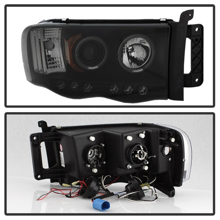 Spyder Dodge Ram 1500 02-05 03-05 Projector Headlights LED Halo LED Blk Smke PRO-YD-DR02-HL-BSM - Bull Strap