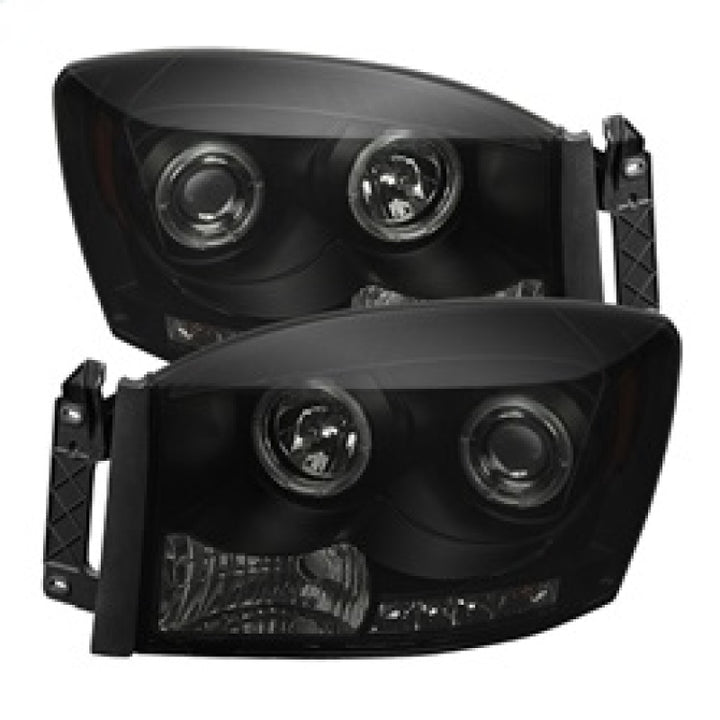 Spyder Dodge Ram 1500 06-08 06-09 Projector Headlights LED Halo LED Blk Smke PRO-YD-DR06-HL-BSM - Bull Strap
