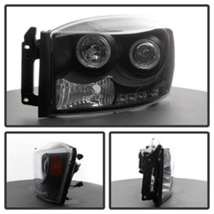 Spyder Dodge Ram 1500 06-08/Ram 2500 06-09 Projector Headlights LED Halo LED Blk PRO-YD-DR06-HL-BK - Bull Strap