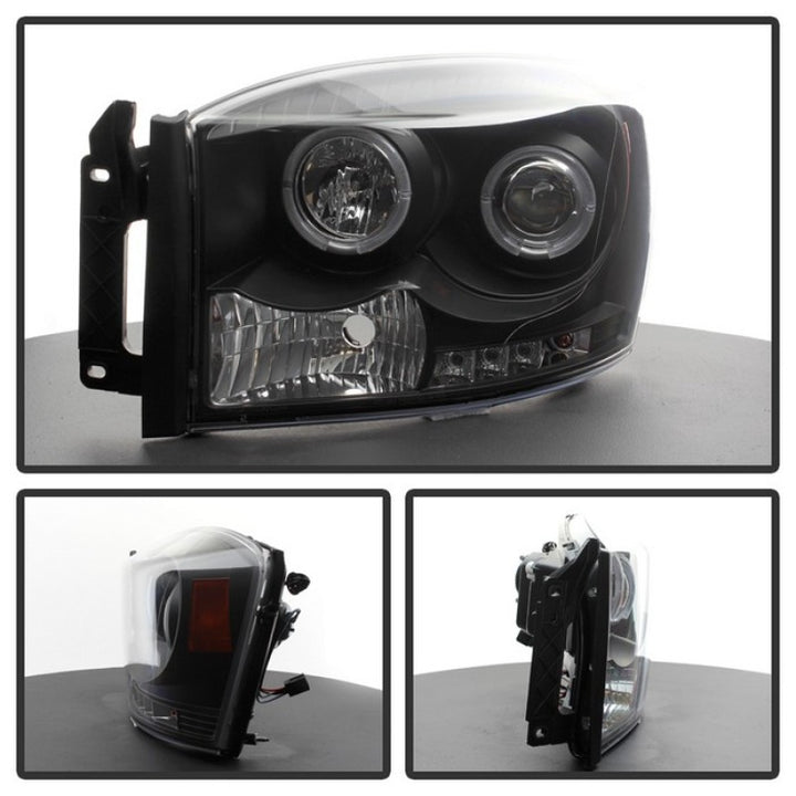 Spyder Dodge Ram 1500 06-08/Ram 2500 06-09 Projector Headlights LED Halo LED Blk PRO-YD-DR06-HL-BK - Bull Strap