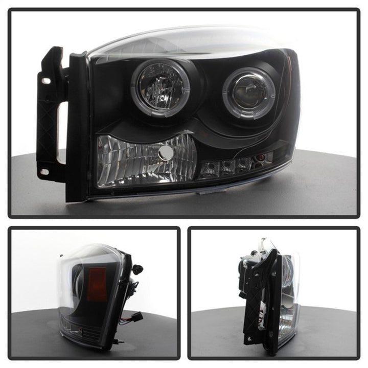 Spyder Dodge Ram 1500 06-08/Ram 2500 06-09 Projector Headlights LED Halo LED Blk PRO-YD-DR06-HL-BK - Bull Strap
