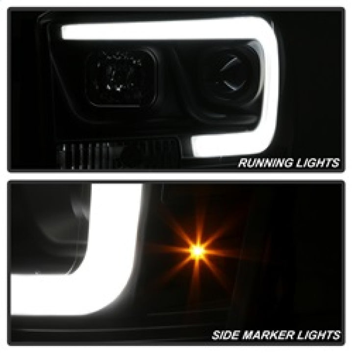 Spyder Dodge Ram 1500 06-08 V2 Projector Headlights - Light Bar DRL - Black (PRO-YD-DR06V2-LB-BK) - Bull Strap