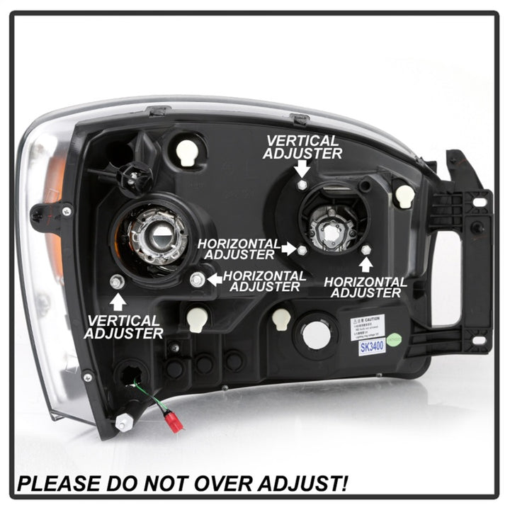 Spyder Dodge Ram 1500 06-08 V2 Projector Headlights - Light Bar DRL - Black (PRO-YD-DR06V2-LB-BK) - Bull Strap