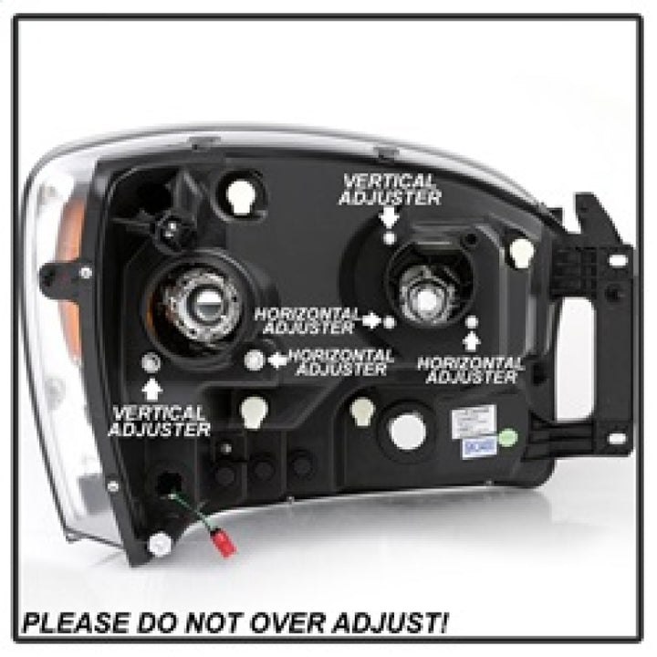 Spyder Dodge Ram 1500 06-08 V2 Projector Headlights - Light Bar DRL - Black (PRO-YD-DR06V2-LB-BK) - Bull Strap