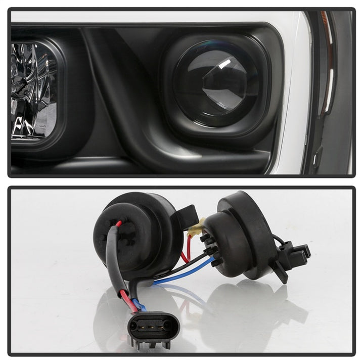 Spyder Dodge Ram 1500 06-08 V2 Projector Headlights - Light Bar DRL - Black (PRO-YD-DR06V2-LB-BK) - Bull Strap