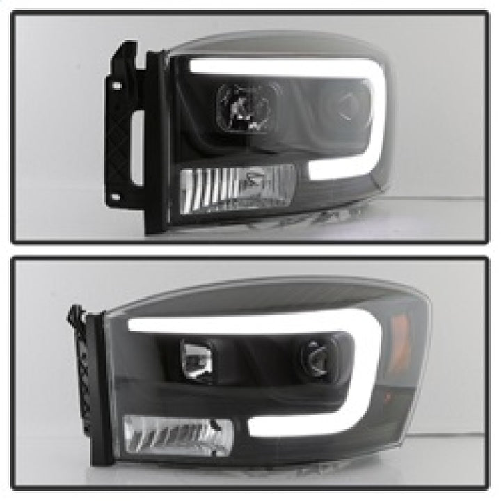 Spyder Dodge Ram 1500 06-08 V2 Projector Headlights - Light Bar DRL - Black (PRO-YD-DR06V2-LB-BK) - Bull Strap