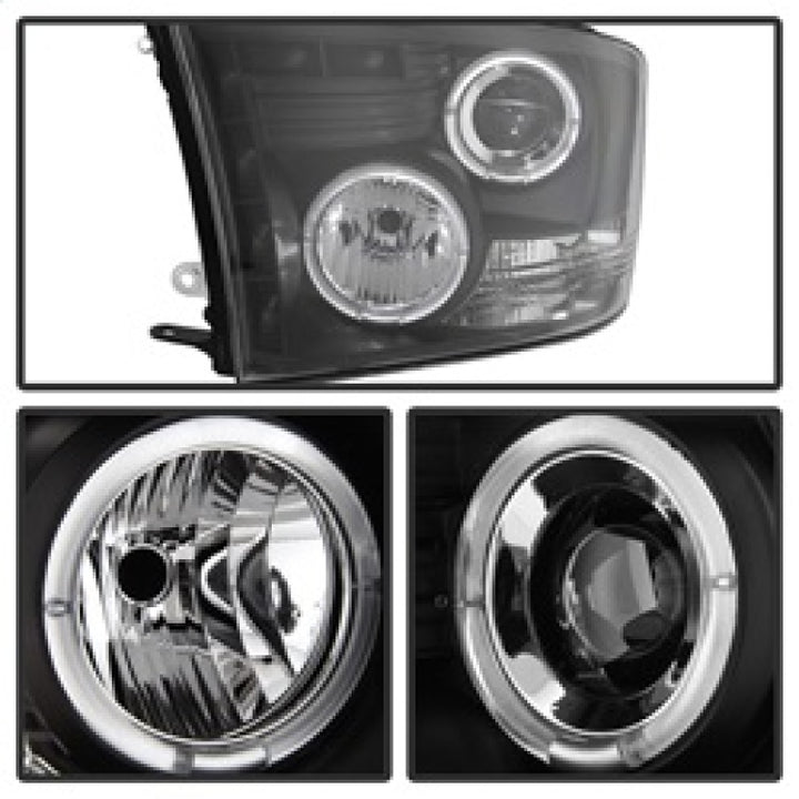 Spyder Dodge Ram 1500 09-14 10-14 Projector Headlights Halogen- LED Halo LED - Blk PRO-YD-DR09-HL-BK - Bull Strap