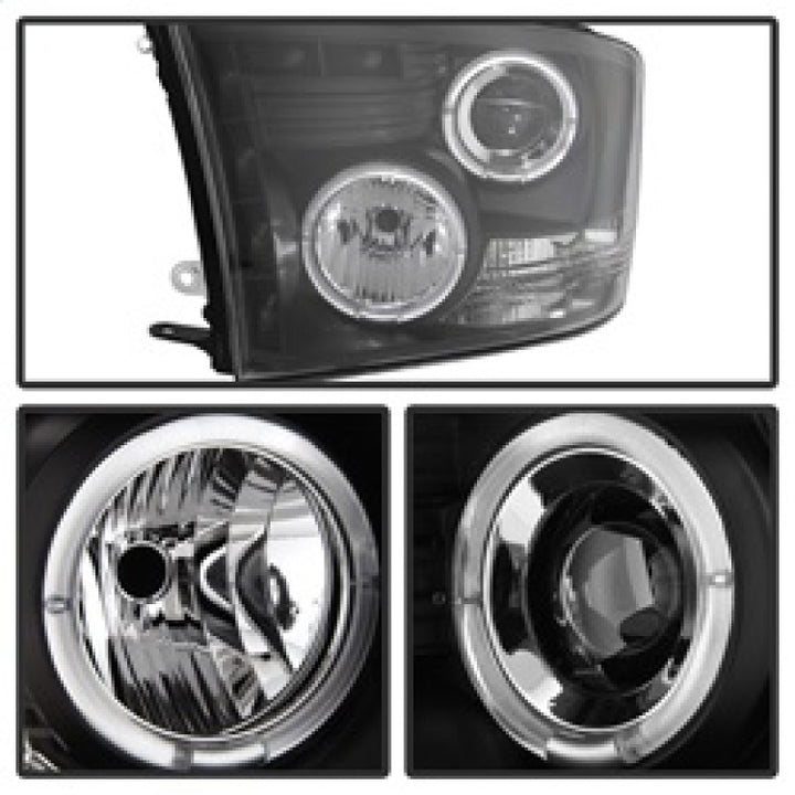 Spyder Dodge Ram 1500 09-14 10-14 Projector Headlights Halogen- LED Halo LED - Blk PRO-YD-DR09-HL-BK - Bull Strap