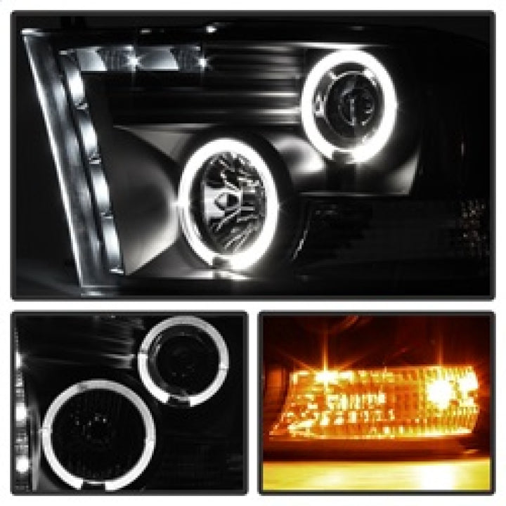 Spyder Dodge Ram 1500 09-14 10-14 Projector Headlights Halogen- LED Halo LED - Blk PRO-YD-DR09-HL-BK - Bull Strap