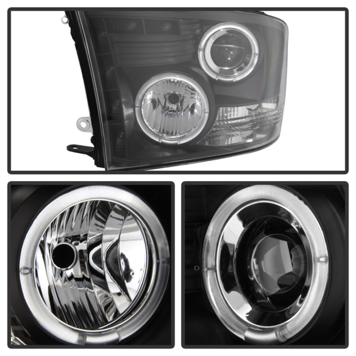Spyder Dodge Ram 1500 09-14 10-14 Projector Headlights Halogen- LED Halo LED - Blk PRO-YD-DR09-HL-BK - Bull Strap
