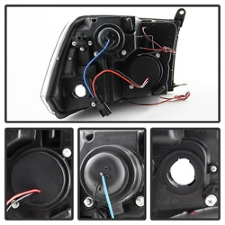 Spyder Dodge Ram 1500 09-14 10-14 Projector Headlights Halogen- LED Halo LED - Chrm PRO-YD-DR09-HL-C - Bull Strap