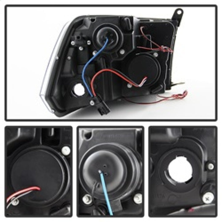 Spyder Dodge Ram 1500 09-14 10-14 Projector Headlights Halogen- LED Halo LED - Chrm PRO-YD-DR09-HL-C - Bull Strap