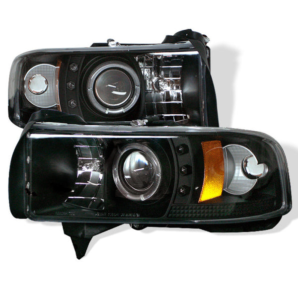 Spyder Dodge Ram 1500 94-01 94-02 Projector Headlights LED Halo LED Blk PRO-YD-DR94-HL-AM-BK - Bull Strap
