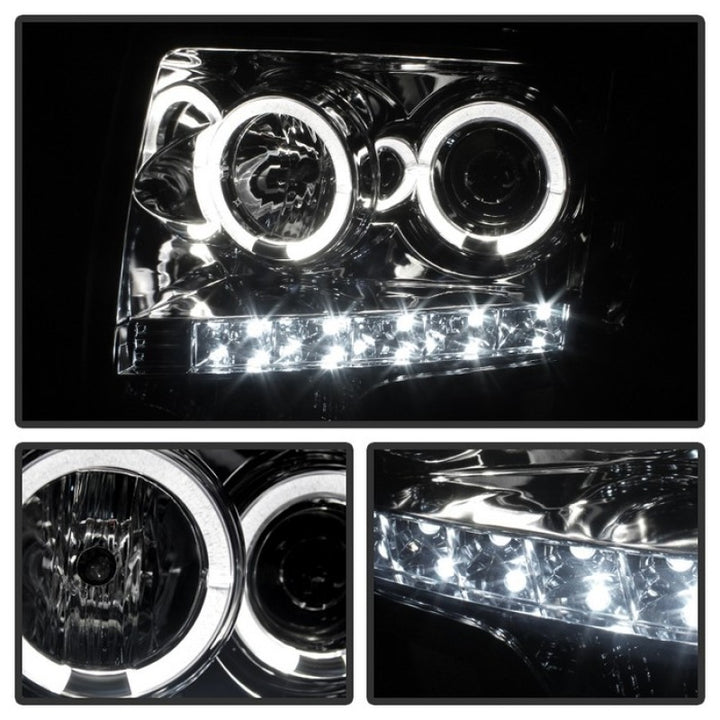 Spyder Ford F150 09-14 Projector Headlights Halogen Model- LED Halo LED Smke PRO-YD-FF15009-HL-SM - Bull Strap