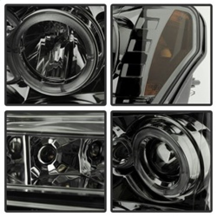 Spyder Ford F150 09-14 Projector Headlights Halogen Model- LED Halo LED Smke PRO-YD-FF15009-HL-SM - Bull Strap
