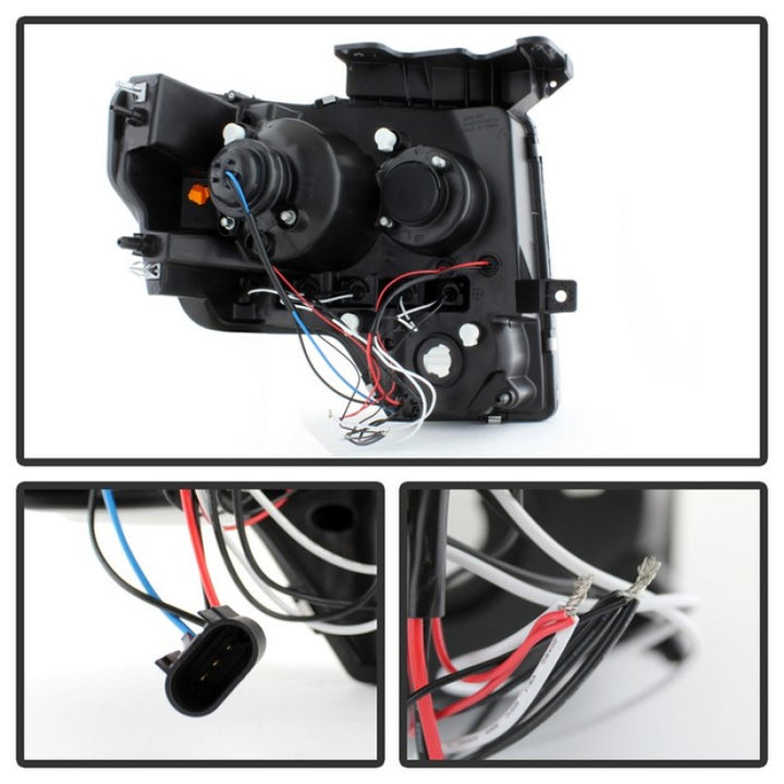 Spyder Ford F150 09-14 Projector Headlights Halogen Model- LED Halo LED Smke PRO-YD-FF15009-HL-SM - Bull Strap