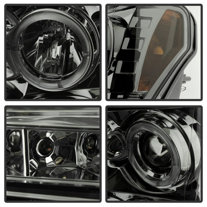 Spyder Ford F150 09-14 Projector Headlights Halogen Model- LED Halo LED Smke PRO-YD-FF15009-HL-SM - Bull Strap