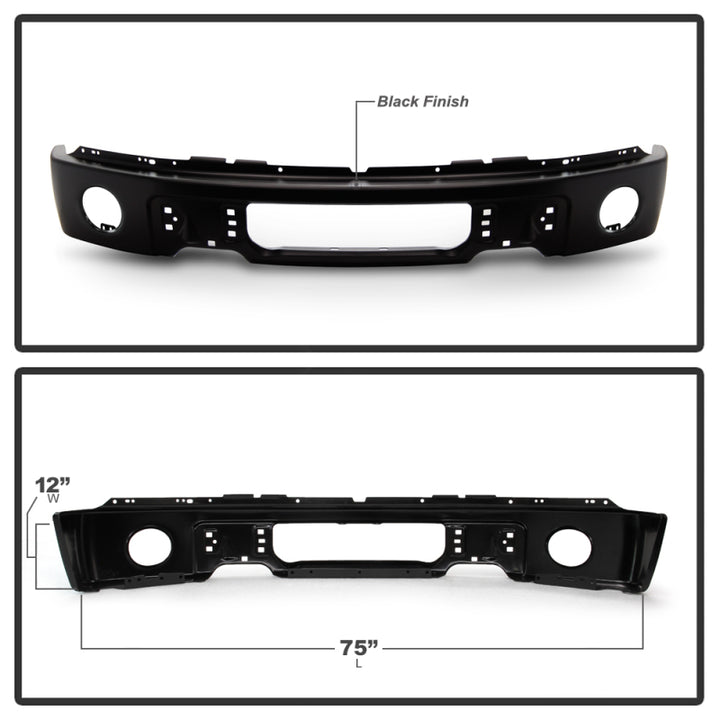 Spyder Ford F150 09-14 w/Fog Light Hole Front Bumper - Black (OEM # 9L3Z17757DPTM) - Bull Strap