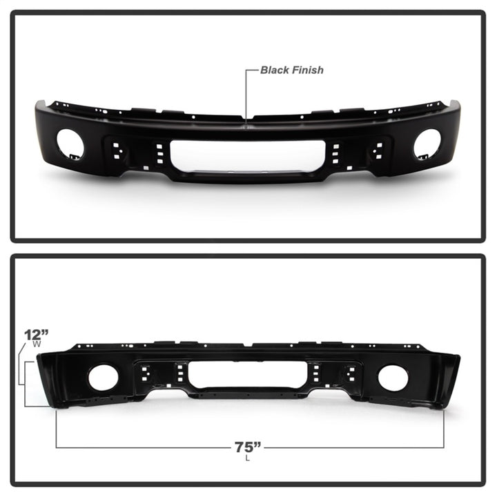 Spyder Ford F150 09-14 w/Fog Light Hole Front Bumper - Black (OEM # 9L3Z17757DPTM) - Bull Strap