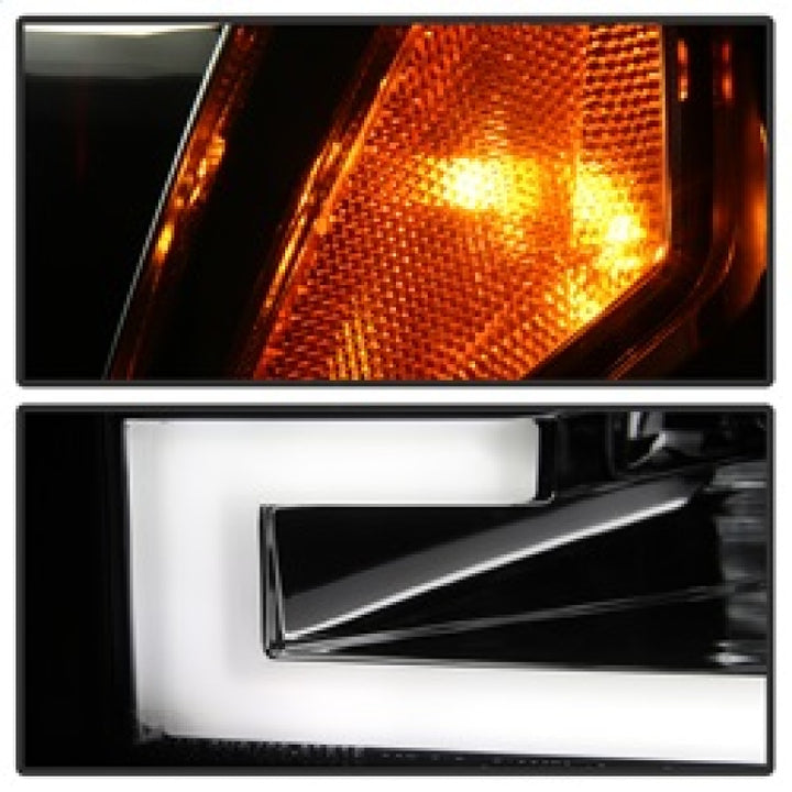 Spyder Ford F150 2015-2017 Projector Headlights - Light Bar DRL LED - Smoke PRO-YD-FF15015-LBDRL-SM - Bull Strap