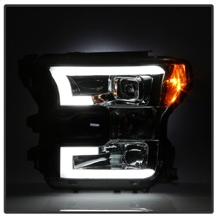 Spyder Ford F150 2015-2017 Projector Headlights - Light Bar DRL LED - Smoke PRO-YD-FF15015-LBDRL-SM - Bull Strap
