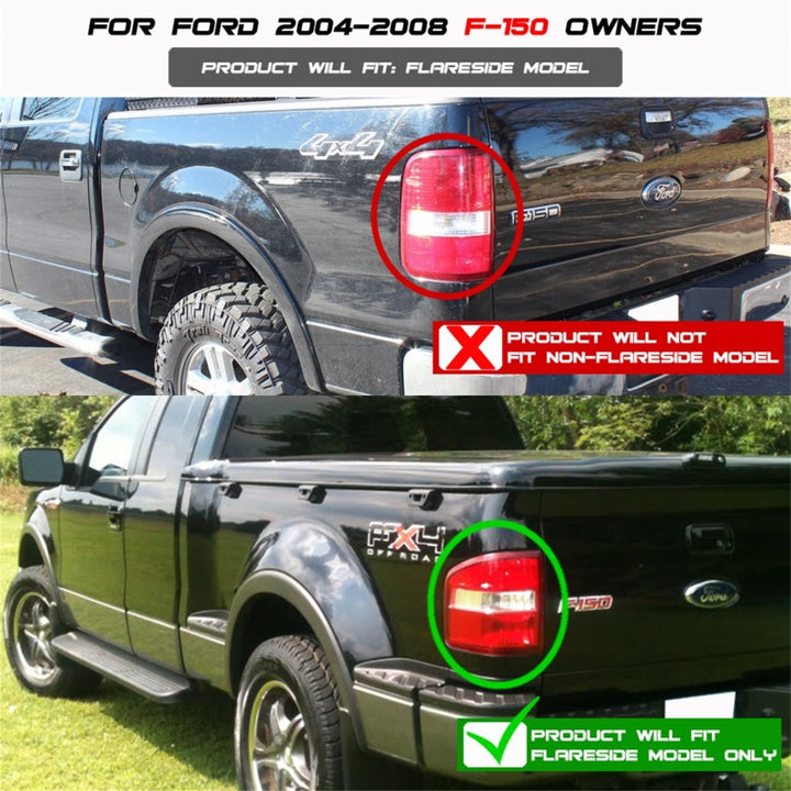 Spyder Ford F150 Flareside 04-08 Euro Style Tail Lights Black ALT-YD-FF15004FS-BK - Bull Strap