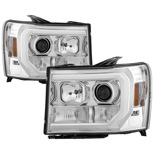 Spyder GMC Sierra 1500/2500/3500 07-13 V2 Projector Headlights - Chrome PRO-YD-GS07V2-LBDRL-C - Bull Strap