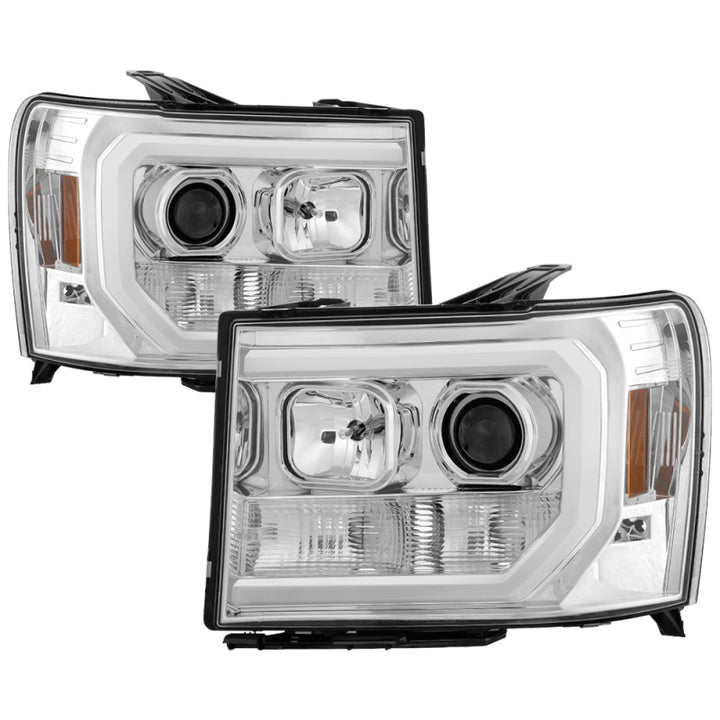 Spyder GMC Sierra 1500/2500/3500 07-13 V2 Projector Headlights - Chrome PRO-YD-GS07V2-LBDRL-C - Bull Strap
