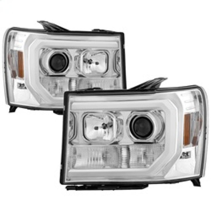Spyder GMC Sierra 1500/2500/3500 07-13 V2 Projector Headlights - Chrome PRO-YD-GS07V2-LBDRL-C - Bull Strap