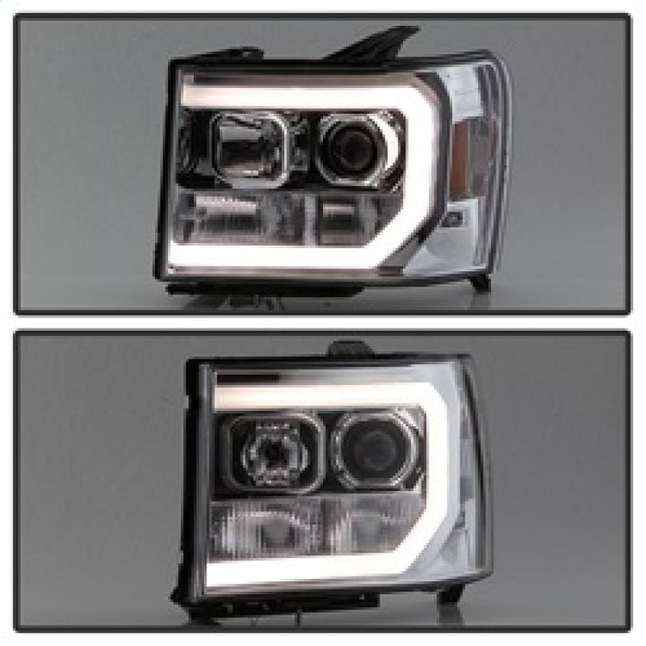 Spyder GMC Sierra 1500/2500/3500 07-13 V2 Projector Headlights - Chrome PRO-YD-GS07V2-LBDRL-C - Bull Strap