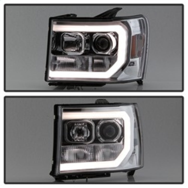 Spyder GMC Sierra 1500/2500/3500 07-13 V2 Projector Headlights - Chrome PRO-YD-GS07V2-LBDRL-C - Bull Strap