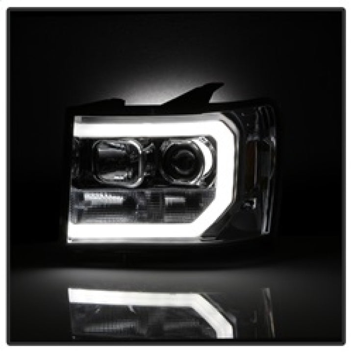 Spyder GMC Sierra 1500/2500/3500 07-13 V2 Projector Headlights - Chrome PRO-YD-GS07V2-LBDRL-C - Bull Strap