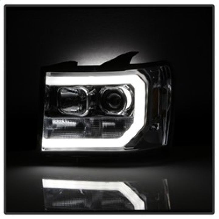 Spyder GMC Sierra 1500/2500/3500 07-13 V2 Projector Headlights - Chrome PRO-YD-GS07V2-LBDRL-C - Bull Strap